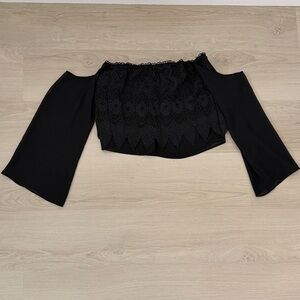 Cotton Candy Black Lace Off-Shoulder Blouse
